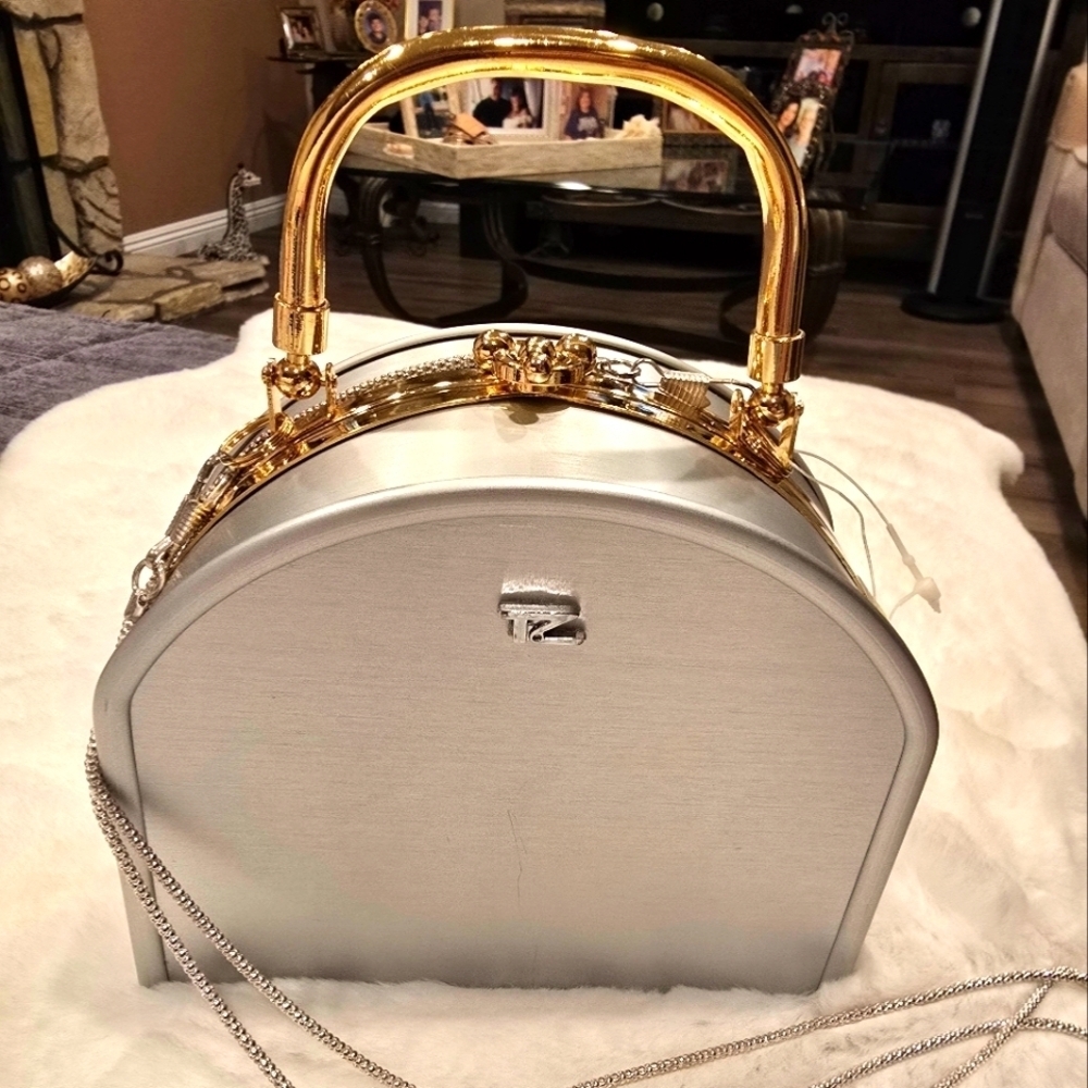 Stainless Brushed Silver & Gold Crossbody Bag